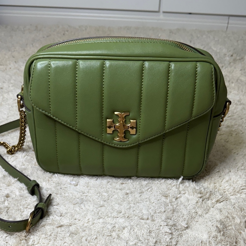 Tory Burch Olive Green Quilted Crossbody Bag